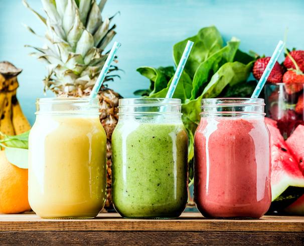 yellow green red smoothies