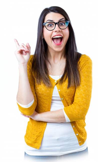 Girl pointing up in the air